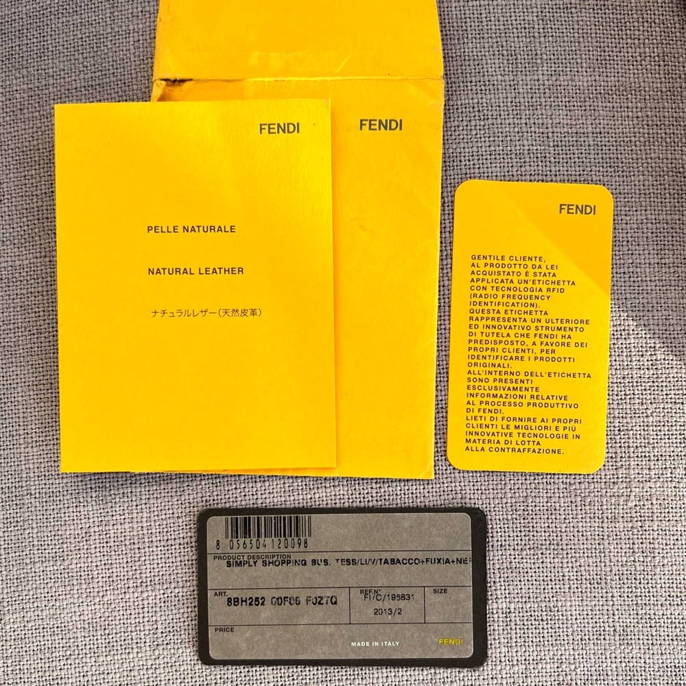 FENDI Fuchsia And Tobacco Pequin Stripe Canvas Bag - Picture 15 of 15